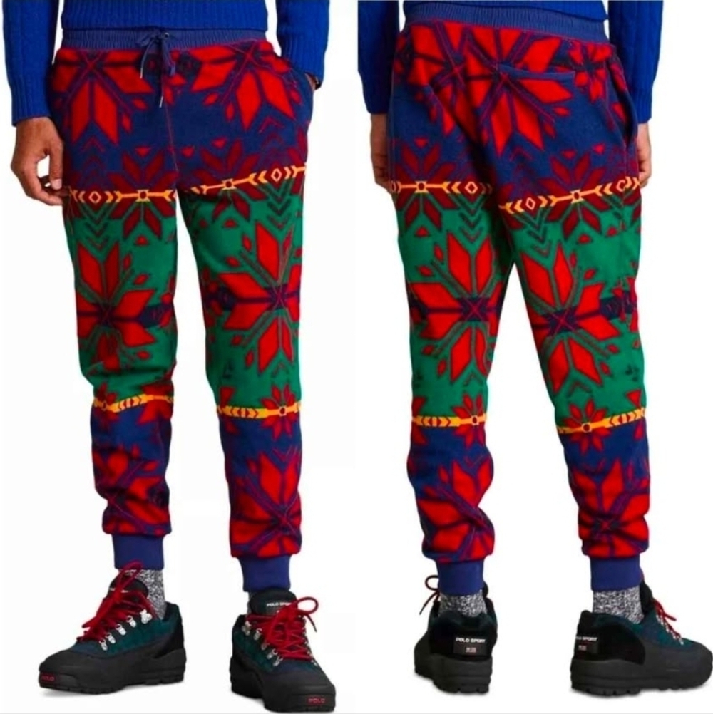 NWOT Polo Ralph Lauren L Indie Sleeze Grunge Apres Ski  Fair Isle Fleece Joggers - Picture 7 of 8